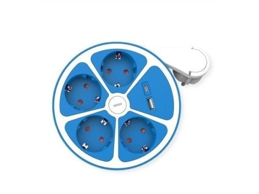 ROLINE Desktop Power Strip 4x+Sw. 1x A+ C CEE7/7 Blue 3m - Monipistorasiapistorasia (19.07.2341)