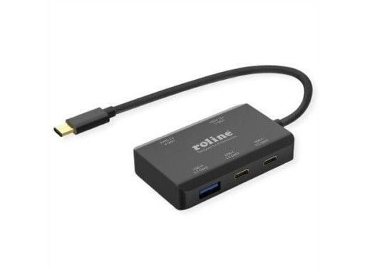 ROLINE 14.02.5060, USB Type-C, USB 3.2 Gen 2 (3.1 Gen 2) Type-A, USB 3.2 Gen 2 (3.1 Gen 2) Type-C, 10000 Mbit/s, Musta, 100 W, 70 mm