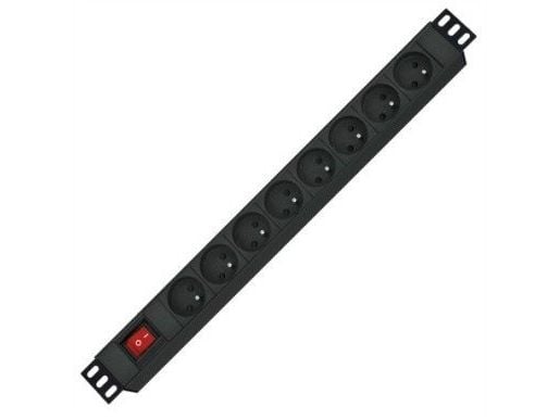 ROLINE 19.07.1618, Aluminium, Sort, 8 AC-utganger, 250 V, 496 mm, 44,4 mm