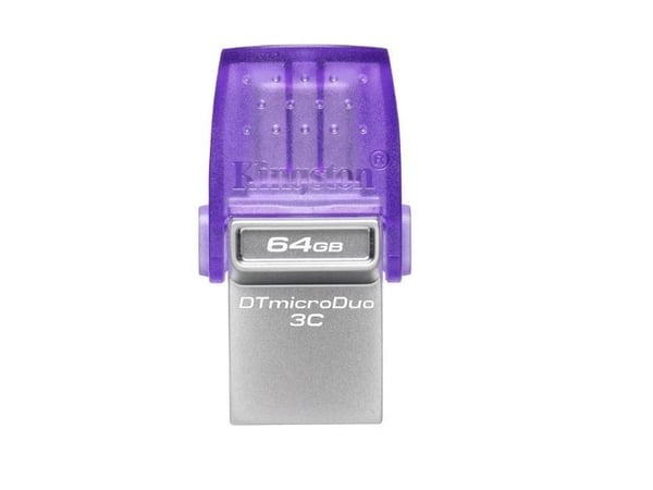 Kingston Technology DataTraveler microDuo 3C, 64 GB, USB Type-A / USB Type-C, 3.2 Gen 1 (3.1 Gen 1), 200 MB/s, Andre, Lilla, Rustfritt stål