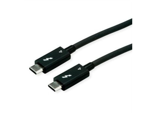 ROLINE Thunderbolt 4-kabel, 40 Gbps, 100 W, C-C, M/M, Passiv, Svart, 1 m