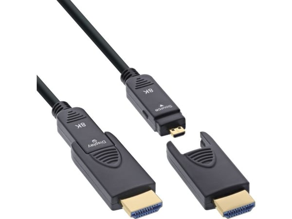 InLine 17910O, 10 m, HDMI Typ-A/HDMI Typ-D, HDMI Typ-A/HDMI Typ-D, 3D, 48 Gbit/sek, Sortera