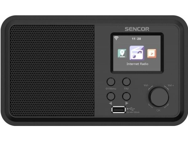 Sencor internett-radio 4W, WiFi, FM, DAB+, USB, stor LCD-skjerm