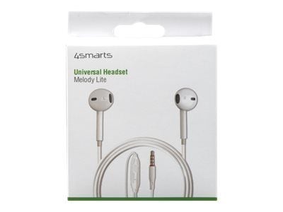 4smarts Melody Lite - Ørepropper med mikrofon - ørepropp - kablet - 3,5 mm jakk - hvit