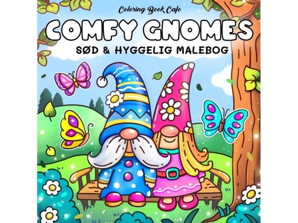 Malebok: Comfy Gnomes - Cozy Coloring | Coloring Book Cafe | Språk: Dansk