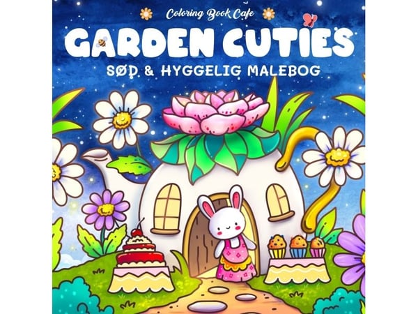 Malebok: Garden Cuties - Cozy Coloring | Coloring Book Cafe | Språk: Dansk