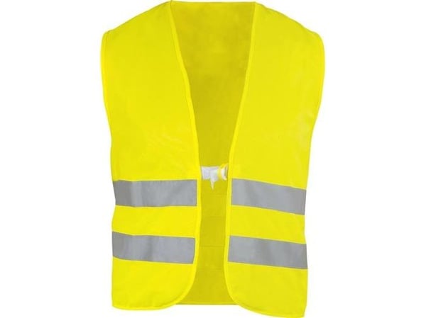 Flourecerende gul vest Onesize i 100 % polyester med 2 refleksstriber á 5 cm