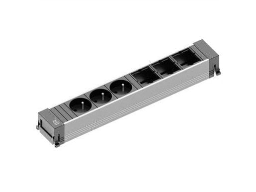 Bachmann POWER FRAME - Jatkojohto - Lähtöpistorasiat: 3 (ranskalainen / UTE) - 10 cm - Ranska - Musta, anodisoitu alumiini (916.048)