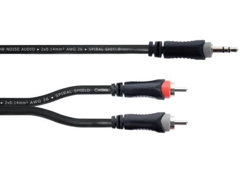 Cordial 14855, 3.5mm, Hankjønn, 2 x RCA, Hankjønn, 1,5 m, Svart, Grå, Rød