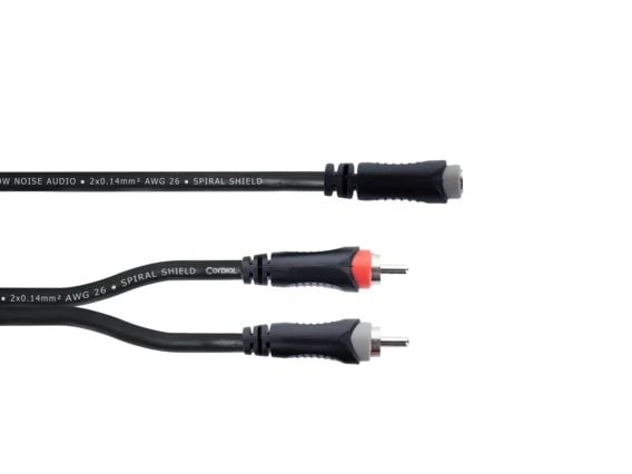Cordial EY 0.3 YCC, 3.5mm, Naarasliitin, 2 x RCA, Urosliitin, 0.3 m, Musta Cordial EY 0.3 YCC, 3.5mm, Naarasliitin, 2 x RCA, Urosliitin, 0.3 m, Musta