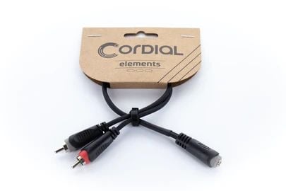 Cordial EY 0.3 YCC, 3.5mm, Naarasliitin, 2 x RCA, Urosliitin, 0.3 m, Musta