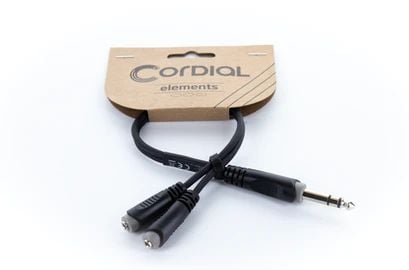 Cordial EY 0.3 VYY, 6.35mm, Hankjønn, 2 x 3.5mm, Hunkjønn, 0,3 m, Svart