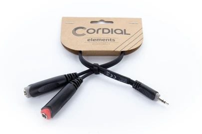 Cordial EY 0.3 WGG, 3.5mm, Hankjønn, 2 x 6.35mm, Hunkjønn, 0,3 m, Svart