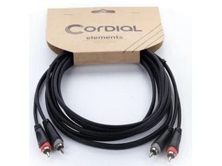 Cordial 14834, 2 x RCA, Hankjønn, 2 x RCA, Hankjønn, 0,5 m, Svart, Rød