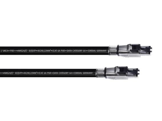 Cordial CSE HH 6A PUR, 2 m, Cat6a, SF/UTP (S-FTP), RJ-45, RJ-45, Svart