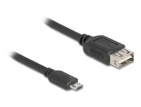 Delock - USB-kabel - Micro-USB type B (hann) reversibel til USB (hunn) reversibel - USB 2.0 - 20 cm - easy USB - svart