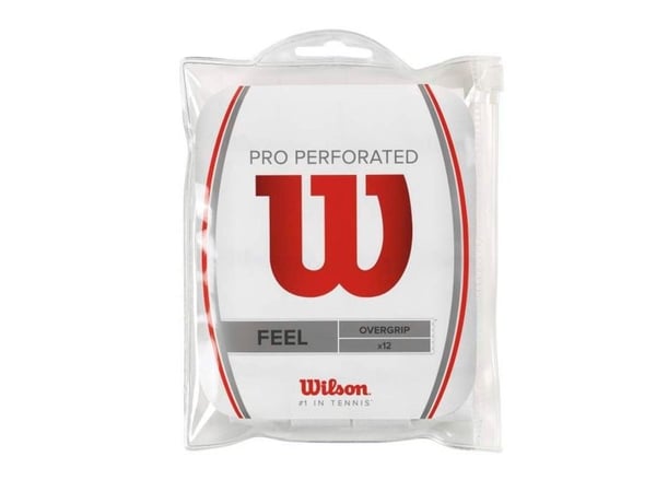 Wilson Pro Overgrip Perforated, Overgrep, Tennis, Hvit, Monokromatisk, 12 stykker