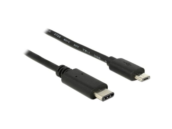 Delock - USB-kabel - 24 pin USB-C (hann) til Micro-USB type B (hann) - USB 2.0 - 3 A - 50 cm - svart