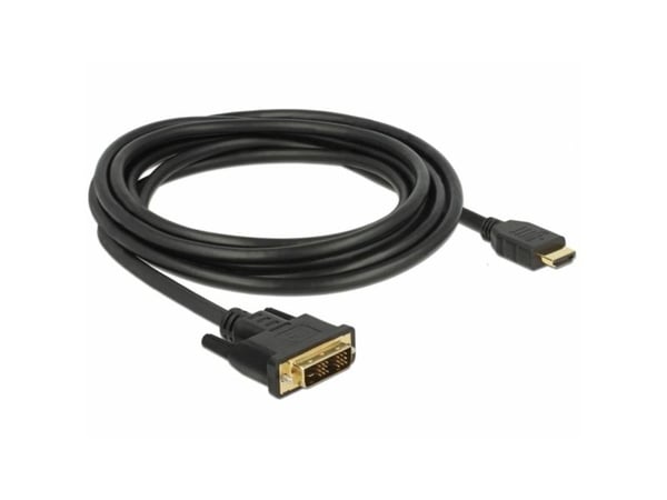 Delock - Adapterkabel - enkeltlenke - HDMI hann til DVI-D hann - 3 m - trippel beskyttelse - svart - tommelskruer