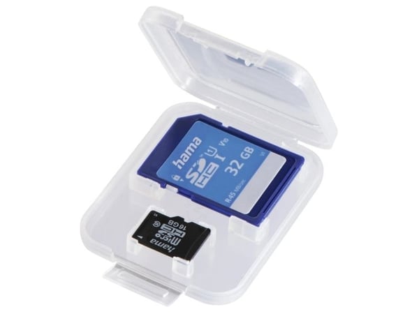 Hama DuoCase, MicroSD (TransFlash), SD, 2 korttia, Polypropeeni (PP), Läpinäkyvä, 40 mm, 7 mm