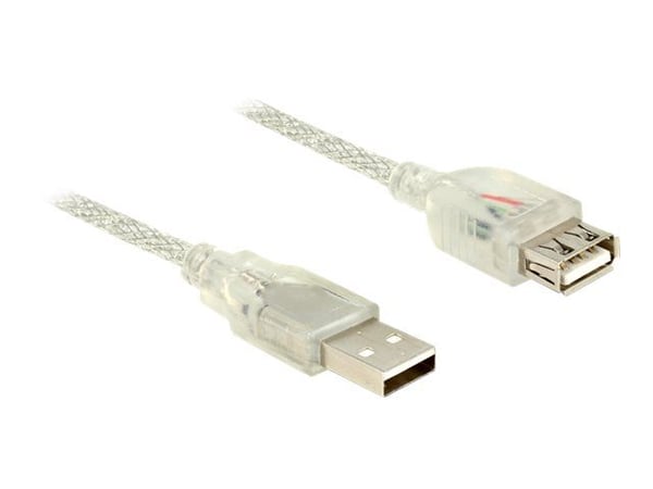 DeLOCK 83883, 2 m, USB A, USB A, USB 2.0, Uros/naaras, Läpinäkyvä