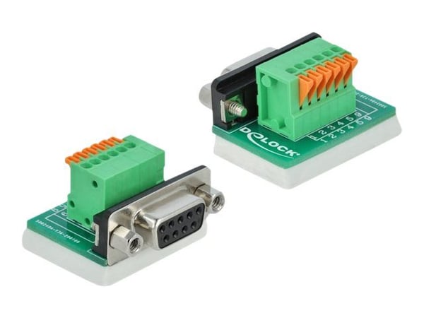 Delock - Seriell adapter - DB-9 (hunn) til 6-pins terminalblokk - tommelskruer, trykknapp