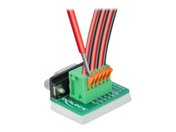 Delock - Seriell adapter - DB-9 (hunn) til 6-pins terminalblokk - tommelskruer, trykknapp