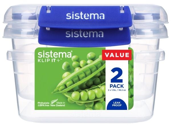 Sistema 1,15L Square Klip It Plus 2-pack
