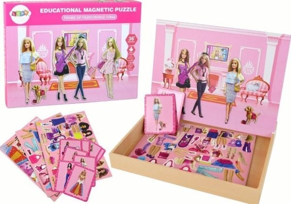 LeanToys magnetisk puslespillsett med dukketema