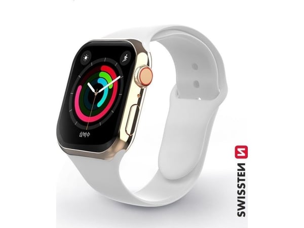 Swissten Apple Watch 1/2/3/4/5/6/SE silikonrem, hvit, 38/40 mm