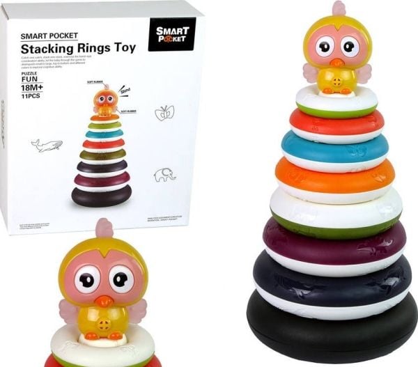 Lean Toys Smart pocket Opetuspyramidi, jossa on ympyränmuotoiset renkaat