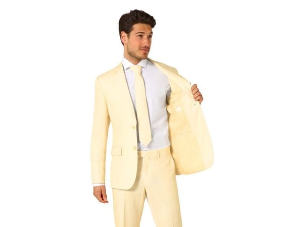 Pastellinkeltainen puku OppoSuits