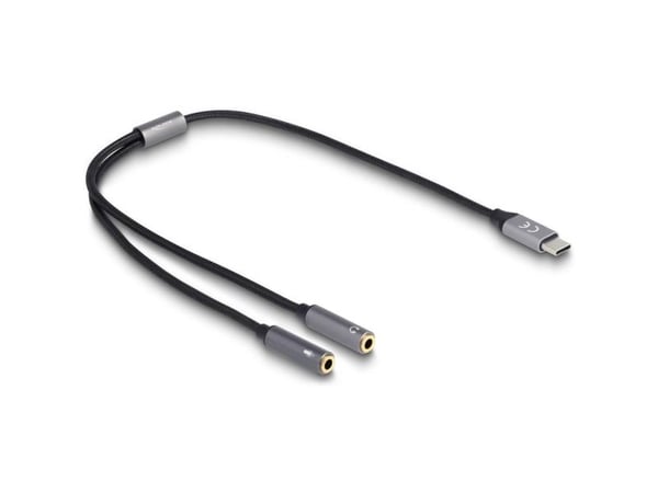 Delock - USB-C til hodetelefons-jakkadapter - 24 pin USB-C hann til 3,5 mm telefonjakk hunn - 40 cm - antrasitt/svart