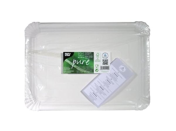 Papstar 11100, Plate, Rektangulær, Fotoark kartong, Hvit, Monokromatisk, 125 stykker