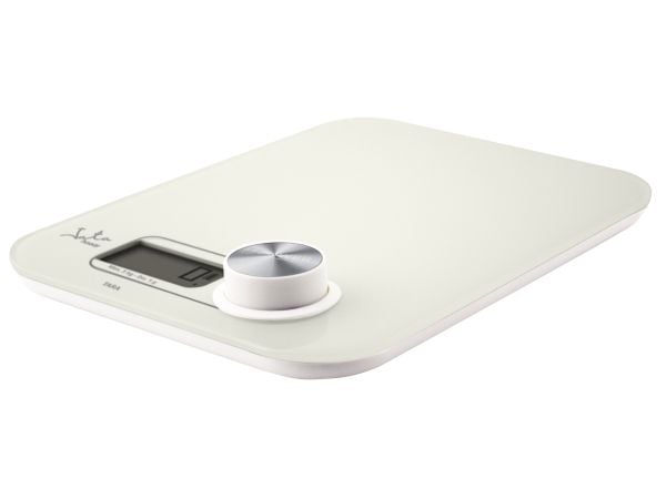 JATA 775, Elektronisk kjøkkenvekt, 5 kg, 1 g, Hvit, Glass, Benkeplate