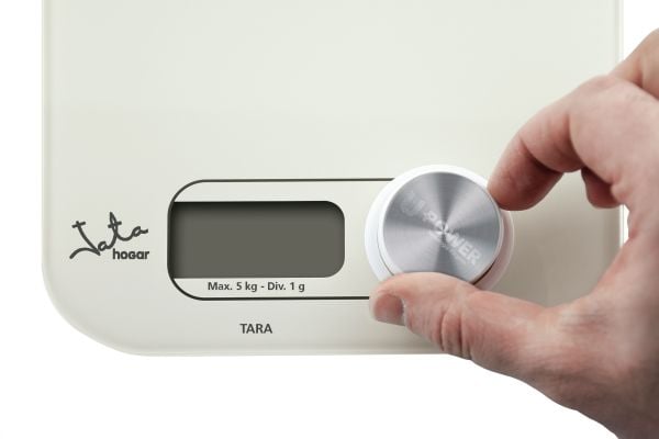 JATA 775, Elektronisk kjøkkenvekt, 5 kg, 1 g, Hvit, Glass, Benkeplate