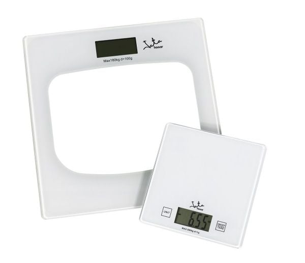 JATA P111, Sähkökäyttöinen henkilövaaka, 180 kg, 100 g, Läpinäkyvä, Valkoinen, kg, lb, ST, Neliö