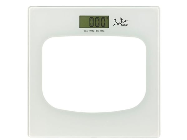 JATA P111, Elektronisk personvekt, 180 kg, 100 g, Gjennomsiktig, Hvit, kg, lb, ST, firkant