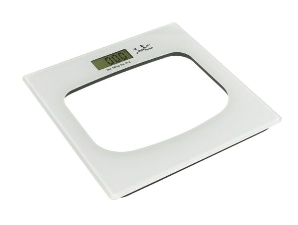 JATA P111, Elektronisk personvekt, 180 kg, 100 g, Gjennomsiktig, Hvit, kg, lb, ST, firkant