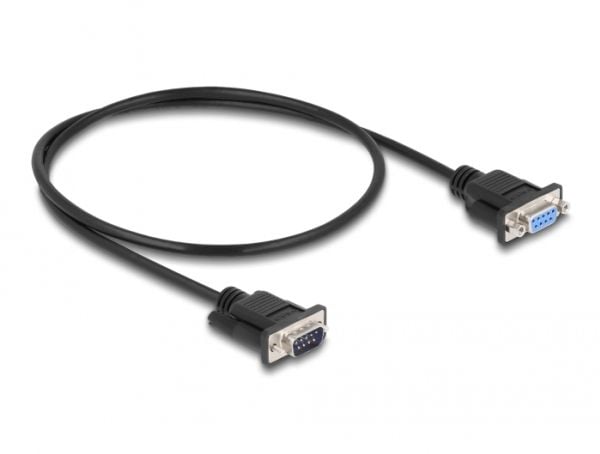 Delock - Null modem-kabel - DB-9 (hann) til DB-9 (hunn) - 50 cm - tommelskruer - svart