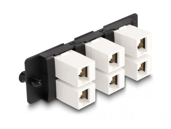 Delock - Patchpaneladapter - rackmonterbar - CAT 6a - RJ-45 - svart, hvit - 1U - 19"