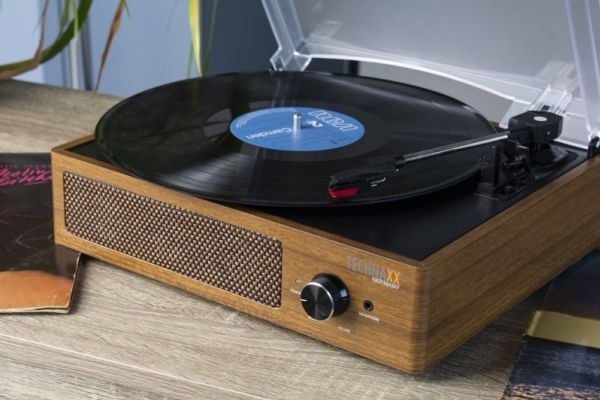 Technaxx TX-186, Hihnakäyttöinen levysoitin, Musta, Puu, V-vyö, 33,45,78 RPM, 33,45,78 RPM, 10 m