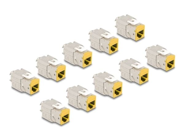 Delock - Modulinnlegg - toolfree - CAT 6a - RJ-45, LSA - gul (en pakke 10)