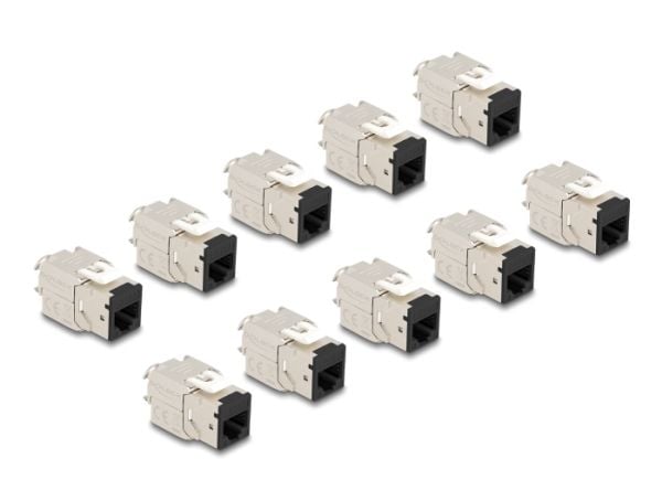 Delock - Keystone module - RJ-45 (hunn) til LSA (hunn) - STP - CAT 6a - svart (en pakke 10)