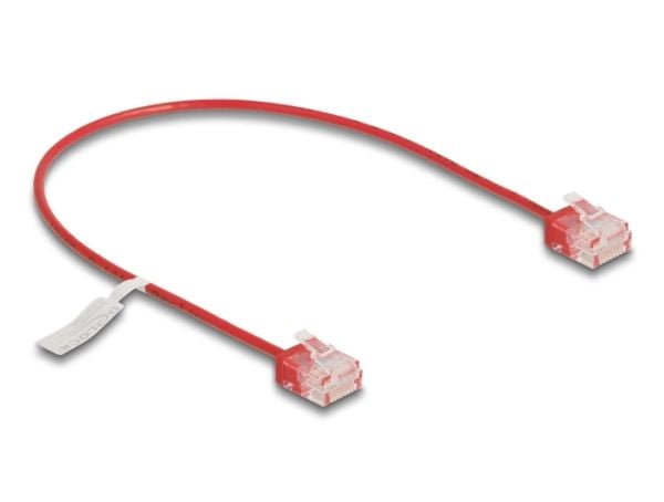 Delock - Koblingskabel - RJ-45 (hann) til RJ-45 (hann) - 30 cm - 2.6 mm - UTP - CAT 6 - formstøpt, ultra-slim - rød