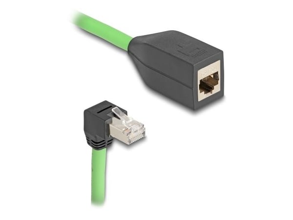 Delock - Forlengelseskabel for patch - RJ-45 (hann) nedvinklet til RJ-45 (hunn) rett - 5 m - 6.8 mm - SF/UTP - CAT 6a - grønn