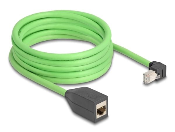 Delock - Forlengelseskabel for patch - RJ-45 (hann) nedvinklet til RJ-45 (hunn) rett - 5 m - 6.8 mm - SF/UTP - CAT 6a - grønn