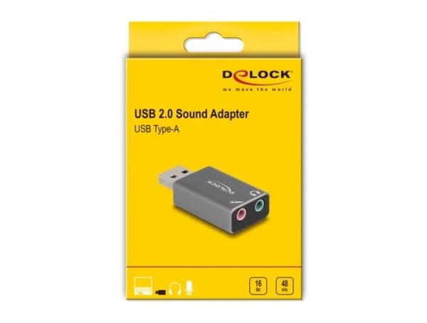 DeLOCK 66633, USB 2.0 Type-A, 3.5 mm 3 pin,, Harmaa