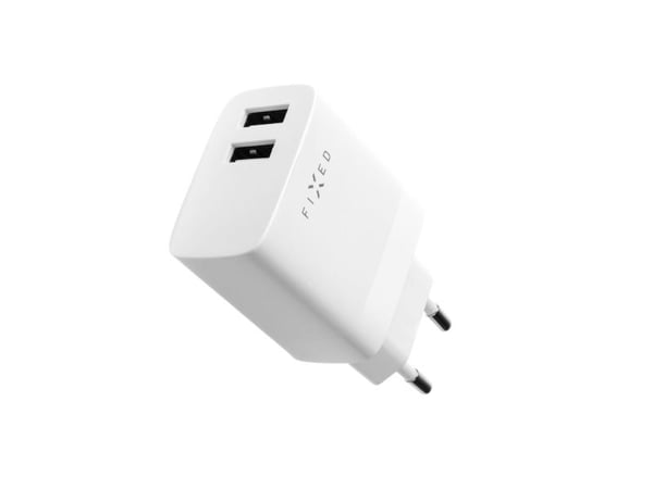 FIXED - Strømadapter - travel - 17 watt - 3.4 A - 2 utgangskontakter (2 x USB) - hvit