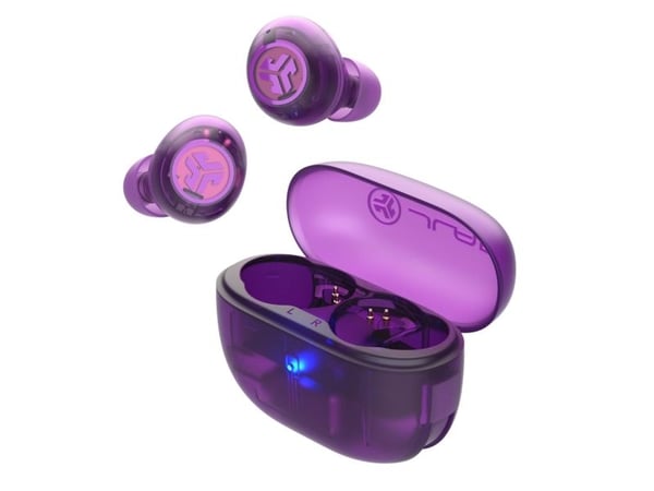 JLab Go Pop ANC, True Wireless Stereo (TWS), 20 - 20000 Hz, Samtaler/musikk, Hodesett, Lilla, Gjennomsiktig